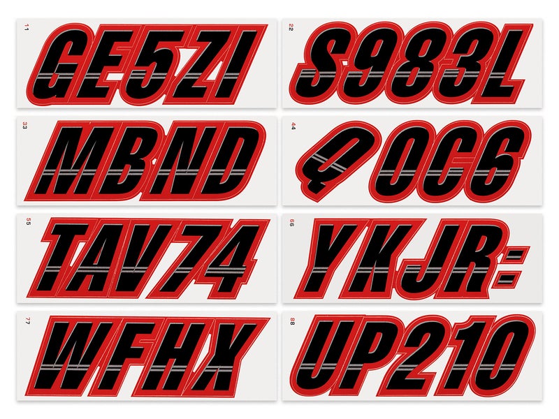 STIFFIE Techtron Black/Red 3" Boat & PWC Registration Decals â€¢ Numbers Letters Stickers - Image 3